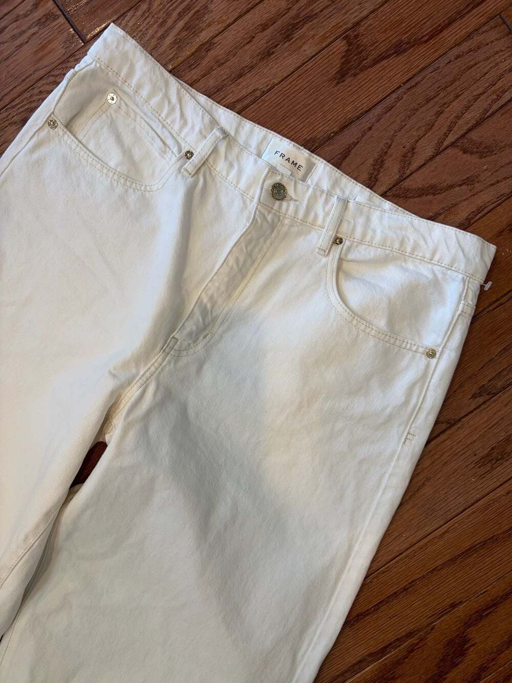 FRAME Low Slung Barrel White Denim Jeans Size 30